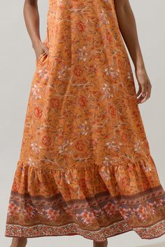 Feel totally adorable when you rock the Gisela Floral Valle Tie Back Maxi Dress. A sleeveless look, supported by adjustable spaghetti straps that lead to an open, smocked back. It ends with a ruffle hem. Add a pair of woven shoes in to the mix for a full outfit!- Sleeveless- Lined- Pockets- Spaghetti strap- Color: Orange MultiSize + Fit - Model is 5'11" and wearing size XS- Measurements taken from size S - Chest: 16 1/2"- Length: 48 1/2" Fabric Self: 95% Polyester 5% Spandex, Lining: 97% Polyest Woven Shoes, Halter Maxi Dresses, Fashion Board, Satin Slip, Jumpsuit Shorts Rompers, Midi Dress With Sleeves, You Rock, Knit Midi, Knit Midi Dress