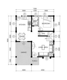 the floor plan for a small house with two bedroom and living room, which is divided by