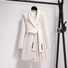 Lasaky - Timeless Chic Maxi Dress with Layered Skirt Trenchcoat Style, Korean Fashion Office, Mode Mantel, Trench Coat Dress, Chic Maxi Dresses, Trench Coat Style, Uniform Dress, Belted Blazer, Layered Skirt