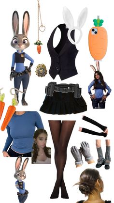 a collage of various images including bunny ears, carrots and other things to wear