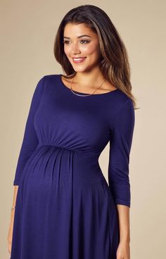 The ultimate day to dinner maternity dress in rich Eclipse Blue. You’ll adore the high neckline that gives our chic little jersey maternity swing dress a perfectly elegant finish. With ¾ sleeves and a swishy knee length skirt, this dress works brilliantly for parties too. Cut from premium jersey fabric to move with you and your bump throughout every stage of your pregnancy. -Swing dress shape -High neckline -Swishy skirt Maternity Dress With 3/4 Sleeves, Flowy Maternity Dress, Rose Tiffany, Maternity Wedding Dresses, Maternity Wedding, Tiffany Rose, Pregnant Wedding, Pregnant Wedding Dress, Party Clothes