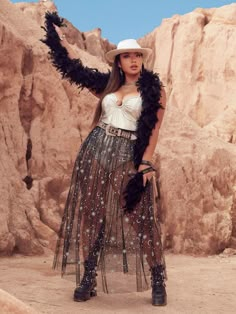 Schwarz Party Collar  Netzstoff Galaxie Muster Ausgestellt Embellished Hoch-dehnbar Mesh Skirt Outfit Ideas, Plus Size Cowgirl Outfits, Electro Festival Outfit, Plus Size Festival Outfit, Plus Size Cowgirl, Rave Outfits Plus Size, Festival Mode, Festival Outfits Rave, Look Festival