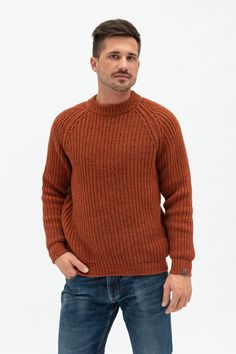 "Knitted mens sweater is inspired by classic Scandinavian style. Warm and comfortable woolen sweater delivers simplicity, style and ability to wear this sweater whenever you are spending time in nature or going to the theater, restaurant with your family or friends. Composition: 100% merino wool This year we are inviting customers to buy Christmas presents from small family businesses & stand together during this crazy time. Handmade Christmas presents will be especially warm & reasonabl Casual Merino Wool Knit Sweater, Classic Brown Knit Sweater, Merino Wool Crew Neck Chunky Knit Sweater, Classic Merino Wool Chunky Knit Sweater, Casual Chunky Knit Merino Wool Sweater, Brown Textured Knit Wool Sweater, Casual Knitted Merino Wool Polo Sweater, Brown Merino Wool Knit Sweater, Brown Textured Knit Merino Wool Sweater