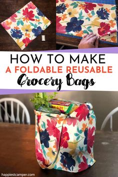 how to make a foldable reusable grocery bag with free pattern and instructions