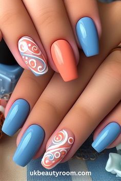 Dope Nail Designs, Nail Designs Glitter, Orange Nails