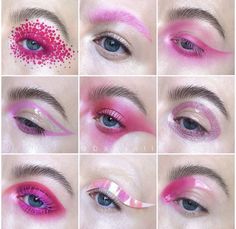 Maximalist Makeup, Pink Maximalist, Fashion Show Makeup, Funky Makeup, Rainbow Makeup, Make Up Inspo, Eye Tattoo, Eye Makeup Art