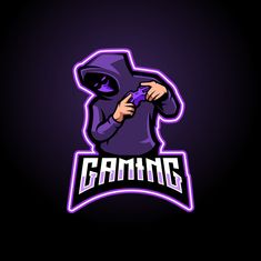 the gaming logo with a person holding a game controller in one hand and wearing a hoodie