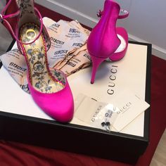 Nwt Gucci Fuchsia Colored Rhinestone Ankle Strap Heels Sz 36 Never Been Worn. Box. Heel Tabs. Dust Covers Including Gucci Pink Heels With Branded Heel Counter, Gucci Embellished High Heels, Gucci Pink Evening Heels, Gucci Pink Formal Heels, Pink Gucci Heels For Evening, Pink Gucci Formal Heels, Gucci Pink, Shoes Gucci, Fuchsia Color