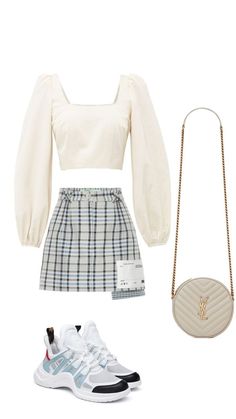 Korean Outfit Street Styles, Plaid Skirt, Kpop Fashion Outfits, Fashion Design Clothes, Teenage Fashion Outfits, Korean Outfits, Casual Style Outfits