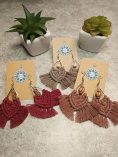 These Boho-style macrame earrings are made to order with 100% natural cotton cord and a 28mm steel teardrop hoop. They are perfect for any occasion and can be dressed up or dressed down! These darling earrings are very lightweight and comfortable to wear.  Just choose your color cord and bead to create a look you'll love! Because these earrings are made-to-order, there might be slight differences than in the picture, colors might also be dependent on the resolution of your screen. This is because each piece is carefully crafted just for you! These earrings make great gifts for any occasion. Ex. Birthday, Christmas, Graduation, Anniversary, Valentines day, Mothers day, Bridal shower,  Bridesmaids gifts, etc. To care for your new favorite earrings: Brush fringe to straighten with a small too Bohemian Adjustable Macrame Tassel Earrings, Bohemian Macrame Tassel Dangle Earrings, Bohemian Handmade Teardrop Tassel Earrings, Handmade Brown Bohemian Teardrop Earrings, Handmade Teardrop Bohemian Tassel Earrings, Handmade Adjustable Tassel Earrings For Festival, Handmade Teardrop Tassel Earrings For Gift, Adjustable Bohemian Teardrop Earrings, Bohemian Brown Teardrop Earrings For Gift