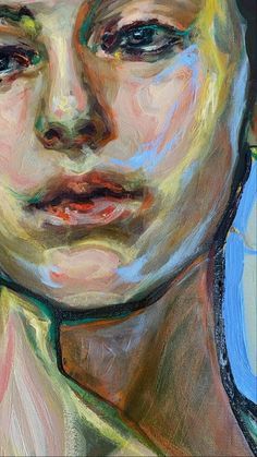 an oil painting of a woman's face