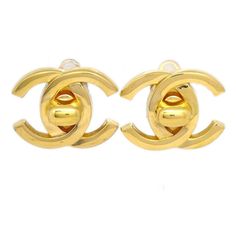 Chanel Cc Turnlock Earrings Clip-On Gold Large Number : 95a Size (Inch) : W 1.1 X H 0.8 " Size (Cm) : W 2.7 X H 2.1 Cm Color : Gold Material : Gold-Plated Comes With : - Country Of Manufacture: France Sku Number : 141010 (25) Luxury Chic Yellow Gold Clip-on Earrings, Luxury Yellow Gold Clip-on Earrings With Polished Finish, Chanel Drop Earrings Gold, Channel Earrings Pearl Vintage Chanel, Luxury Yellow Gold Vintage Clip-on Earrings, Chanel Bags, Gold Material, Chanel Bag, Gold Plate