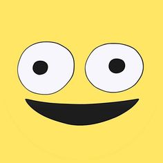 a close up of a smiley face on a yellow background