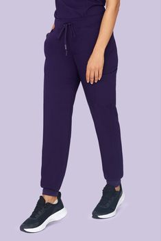 Stylish and comfy women's eggplant scrub joggers. Featuring 9 fashionable and functional pockets, soft & stretchy waistband, and moisture-wicking fabric. Great for nurses, doctors, or any other medical professionals. Mandala Scrubs has you covered for whatever life (or patients) throw at you.