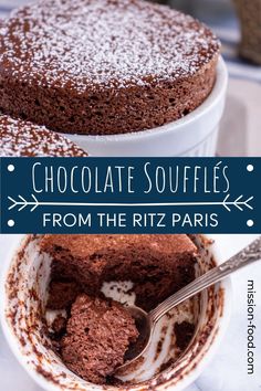 chocolate souffles from the riz paris recipe in a white bowl