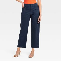 Elevate your everyday wardrobe with these High-Rise Straight Ankle Chino Pants from A New Day™. Tailored in a straight-leg silhouette, these ankle chino pants are crafted from soft, stretch twill fabric. They're designed with a fly button and zipper closure for a snug fit, while side slash pockets add space for small essentials. Pair them with anything from blouses to basic tees to tailored shirts for a variety of casual-chic outfits. A New Day™: Style that goes wherever you do. Classic Cropped Leg Dress Pants, Spring Office Ankle-length Work Pants, Straight Leg Work Pants For Spring Office Wear, Straight Leg Work Pants For Office In Spring, Spring Mid-rise Chinos For Work, Mid-rise Chinos For Spring Workwear, Mid-rise Chinos For Business Casual In Spring, Spring Relaxed Fit Mid-rise Dress Pants, Spring Cropped Dress Pants For Office