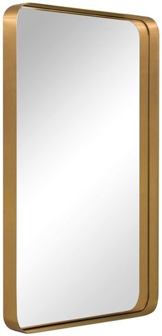 a gold framed mirror on a white background with the reflection of it's own image