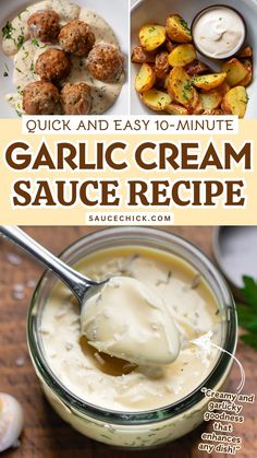 Garlic Cream Sauce Recipe Sour Cream Garlic Sauce, Easy Garlic Cream Sauce, Homemade Creamy Garlic Sauce, Easy Creamy Garlic Sauce, Hard Sauce Recipe, Burger Sauces, Garlic Cream Sauce Recipe, Cream Sauce Recipe, Garlic Sauce Recipe