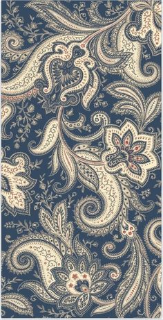 a blue and white paisley print fabric