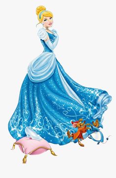 the princess in her blue dress is standing next to an animal