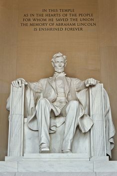 the lincoln memorial with abraham lincoln on it's back and his words written in english