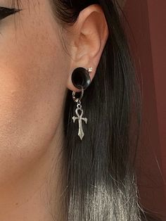 Ankh Earrings Handmade -Made to order Ships in 1-3 days Silver Charm Silver Closure Message me with any questions or concerns ✨❤️ Ankh Earrings, Silver Cross Earrings, Earrings Gothic, Black Tissue Paper, Goth Earrings, Cross Earrings, Hypoallergenic Earrings, Silver Cross, Star Earrings