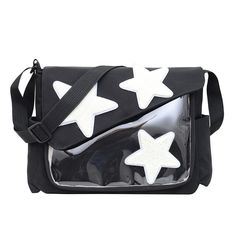 PRICES MAY VARY. Material :made of nylon and pvc plastic. Size: 9.44x12.2x3.93inch. Easily Take Your pad,CellPhone,Wallet,Makeup. Design:With Star Pattern And Bright Colors Is Both Cute And Fashionable.The Star Stickers On This Messenger Bag Are Sewn On,Not Easy To Peel Off. The shoulder strap is djustable. DIY : You can put some pins, key chains or photo in the clear area. Make your own style ita bag. Kawaii Ita Bag,Cute Y2k Star Messenger Bag,Aesthetic Tote Shoulder Crossbody Purse For Women G Messenger Bag Aesthetic, Star Messenger Bag, Acubi Aesthetic, Korean Bag, Y2k Star, Ita Bag, Bag Women Fashion, Bag Aesthetic, Bags Aesthetic