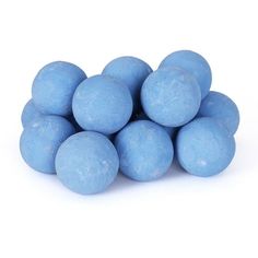 blue gummy balls are stacked on top of each other