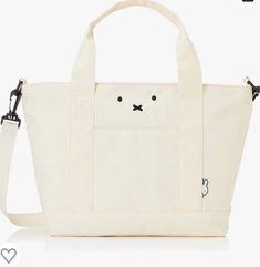 Miffy miffy face 2Way tote bag shoulder black ivory shipping included from JAPAN | eBay White Canvas Shoulder Bag With Zipper Closure, White Canvas Bag With Zipper Pocket For On-the-go, On-the-go White Canvas Bag With Zipper Pocket, Miffy Tote Bag, Miffy Face, Future Outfit, Black Shoulder Bag, A4 Size, Bag Shoulder