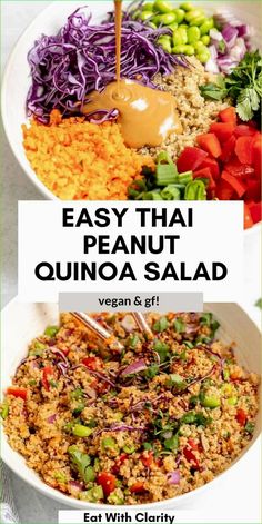 an easy thai quinoa salad with vegetables and dressing