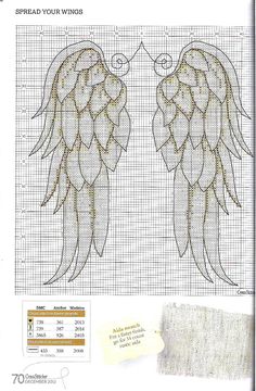 the cross stitch pattern for two angel wings