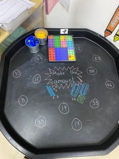 a black table with chalk writing on it