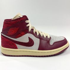 Women's Nike Air Jordan 1 Retro Mid Se Tiki Leaf Red / White Athletic Shoes. - Style # Dz2820-601 - Colorway: Team Red / University Red / Red - Sail Brand New, Never Worn. Shipped Without Original Box. Medium Width. 100% Genuine Us Seller & Family-Owned Business High-top University Red Sneakers With Contrast Sole, University Red High-top Sneakers With Contrast Sole, University Red High-top Sneakers With Laces, Red Leather Basketball Shoes With Laces, Red Lace-up Sneakers With Contrast Sole, Nike Burgundy Low-top Sneakers, University Red Custom Lace-up Sneakers With Contrast Sole, Burgundy Low-top Sneakers With Boost Midsole, Red Mid-top Lace-up Sneakers