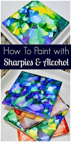 how to paint with sharpies and alcohol - free art supplies for kids, including stained glass coasters