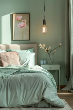 A collection of beautiful mint green bedroom ideas to inspire decor and create a calm sanctuary using 1 image. Seafoam Bedroom Ideas, Mint Green Color Combinations, Mint Bedroom Ideas, Mint Green Bedroom Ideas, Mint Green Furniture, Seafoam Green Bedroom, Mint Green Decor, Mint Green Bedroom, Mint Bedroom