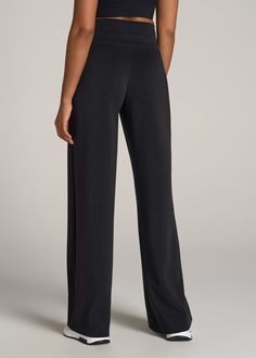 About Our Wide Leg Ultra High Rise Pant Comfort and style combine on these effortlessly chic pants for tall women. Designed with an ultra-high rise that's extra flattering, they have a modern wide leg with front seam details to highlight your long legs. We've made these tall women's pants specifically for your height, with a full length leg and inseam that's actually long enough. The tri-blend fabric is naturally wrinkle-resistant, and ready for a day of running errands or lounging at home. Two Scrubs Dress, Cozy Sleepwear, Women In Black, Chic Pants, Tall Pants, Fall Denim, Flannel Women, High Rise Pants, Long Sleeve Tee Shirts