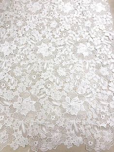 Offwhite Guipure dress lace fabricCouture dress lace | Etsy White Crochet Lace For Spring, White Lace With Floral Embroidery Fabric, White Lace Patchwork Dress For Wedding, Elegant White Crochet Lace, White Lace For Spring Wedding, White Scalloped Lace Dress, White Lace Dress With Lace Patchwork, White Lace Dress With Scalloped Details, White Crochet Lace Wedding Dress