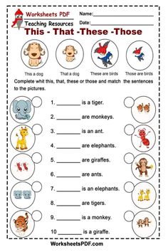 worksheet for teaching children about animals