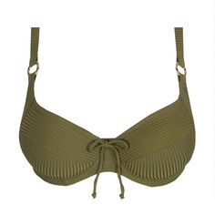 Full-cup bikini top PRIMADONNA Sahara Green Beach Bra With Padded Cups, Green Bra With Removable Pads For Beach, Green Bra For Beach, Green Padded Cups Beach Bra, Green Padded Beach Bra, Fashionable Outfits, Brand Collection, Textured Fabric, Tatting