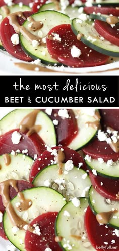 the most delicious beet and cucumber salad is made with feta cheese