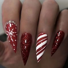 Super Cute And Stylish Ships In 5-10 Business Days Nail Art Noel, Red Christmas Nails, Fake Nails With Glue, Festival Nails, Christmas Nail