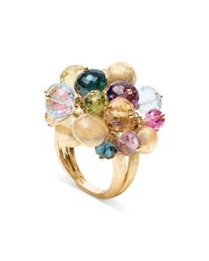 Marco Bicego 18K Yellow Gold Arica Multi Gemstone Bead Statement Ring Marco Bicego Jewelry, Summer Jewelry Trends, Multi Gemstone Ring, Marco Bicego, Stacked Bangles, Colored Gems, Faceted Gemstones, Summer Jewelry, Cocktail Ring