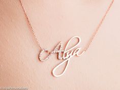 Personalized Name Necklace Jewelry - Custom Rose Gold Name Necklace-Personalized Bridesmaid Proposal Cross Necklace Sideways, Dainty Diamond Necklace, Diamond Solitaire Necklace, Bridesmaid Proposal Gifts, Gold Name Necklace, Personalized Bridesmaid Gifts, Diamond Cross Pendants, Gold Diamond Necklace, Bridesmaids Personalized