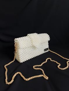 Elegant Rectangular Bags With Beaded Chain, Beaded Rectangular Phone Bag For Parties, Rectangular Beaded Phone Bag For Parties, Party Beaded Rectangular Phone Bag, Elegant Square Phone Bag As Gift, Elegant White Square Phone Bag, Party Rectangular Beaded Phone Bag, Elegant Clutch Phone Bag As Gift, White Rectangular Phone Bag For Party