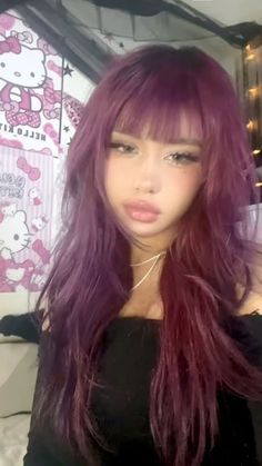 Purple Egirl Hair, Hair Cut Ideas Girls, Grunge Hair Dye Ideas Purple, All Purple Hair, Good Hair Dye Brands, Hair Color Ideas Pink Highlights, Outfits For Purple Hair, Pink Purple Black Hair, Dyed Hair Inspiration Purple