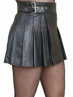 Women's Lambskin 100% Pure Leather Mini Skirt Stylish Pleated Belted Black Skirt | eBay Mini Leather Skirt, Leather Kilt, Fashion Petite, Leather Mini Skirt, Leather Dresses, Leather Mini Skirts, Pleated Mini Skirt, Kilt, Black Skirt