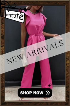 Elegant Ruffle Sleeve Tie-up Jumpsuits Women Casual Wide Legger Pants Solid Playsuits Summer Fashion O-neck Office Party Rompers Chic Non-stretch Jumpsuits And Rompers For Party, Chic Non-stretch Jumpsuit For Party, Spring Party Solid Color Jumpsuits And Rompers, Elegant Solid Color Jumpsuits And Rompers For Spring, Spring Party Jumpsuits And Rompers In Solid Color, Spring Party Overalls Jumpsuits And Rompers, Party Solid Color Overall Jumpsuits And Rompers, Party Overall Jumpsuits And Rompers In Solid Color, Spring Jumpsuits And Rompers For Going Out