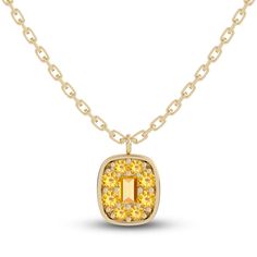 Elegant, colorful, and designed for your every mood. This delicate 10K yellow gold women's necklace, from the Juliette Maison™ collection, is enlivened with dazzling natural orange citrine gemstones. The 18-inch cable chain secures in place with a lobster clasp. Yellow Gemstone 14k Gold Necklace, Yellow Gemstone Necklace In 14k Gold, Orange Citrine, Diamond Solitaire Earrings, Women's Necklace, Gold Book, Jared The Galleria Of Jewelry, Citrine Pendant, Necklace Clasps