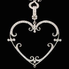 We dare say this is one of the prettiest hearts we've seen in jewelry. Large and open, this white gold pendant is covered with 115 dazzling white diamonds! The best gift you can give at the holidays is love... and this necklace says it all! 😍💕 Luxury Sterling Silver Open Heart Diamond Necklace, Luxury Exquisite Filigree Necklaces, Luxury Open Heart Diamond Jewelry, Diamond Heart Necklace, Filigree Heart, Heart Necklace Diamond, Vintage Necklaces, Open Heart, Diamond Cluster