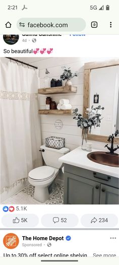 the bathroom is decorated in black and white